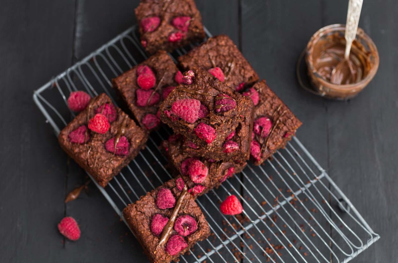 Bonenbrownies met frambozen