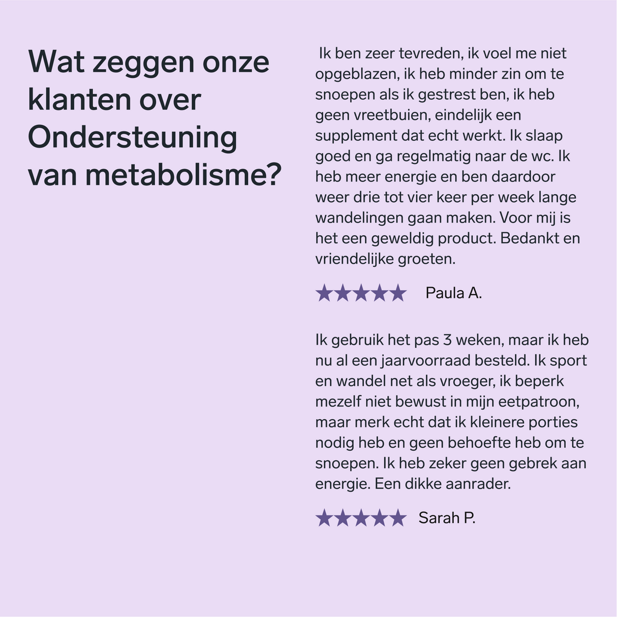 Ondersteuning van metabolisme