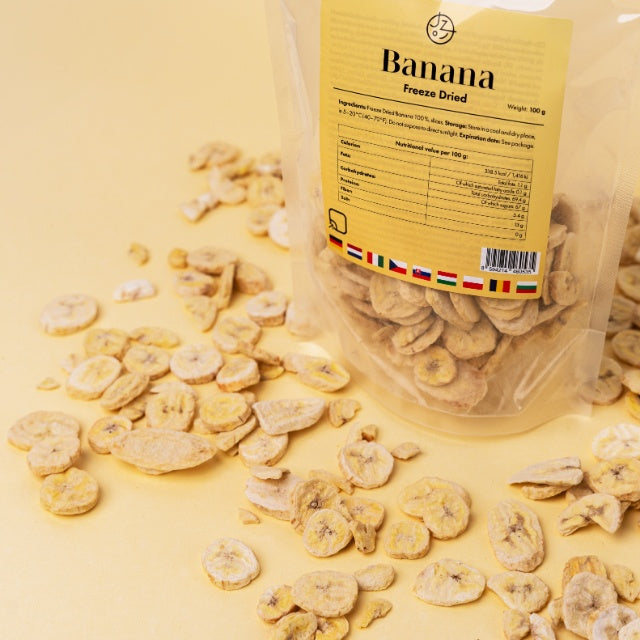 Set van 4 gevriesdroogde vruchten β aardbeien, frambozen, bananen, mango πππ₯