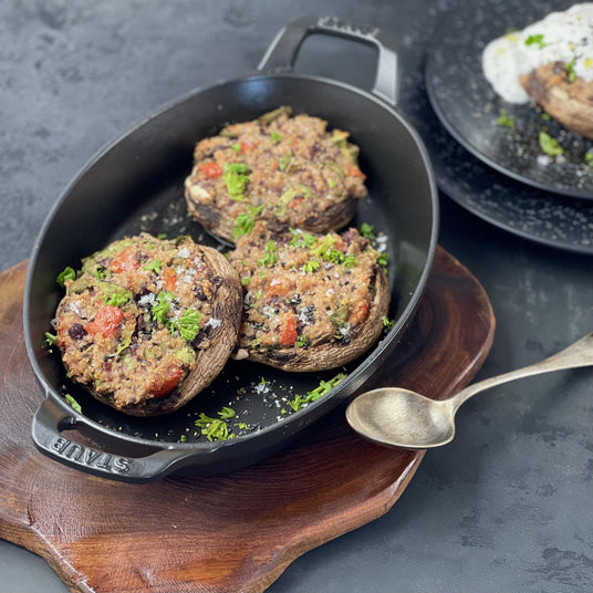 Champignons gevuld met quinoa en bonen