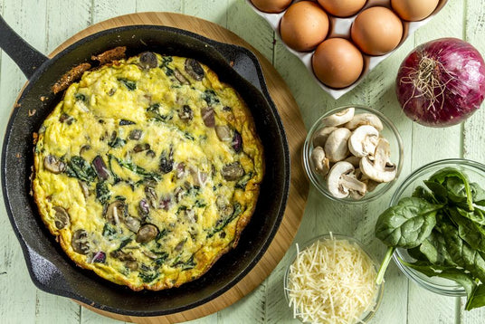 Frittata met spinazie en champignons