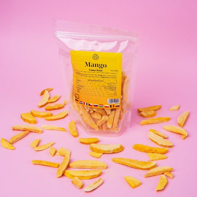 Set van 4 gevriesdroogde vruchten β aardbeien, frambozen, bananen, mango πππ₯