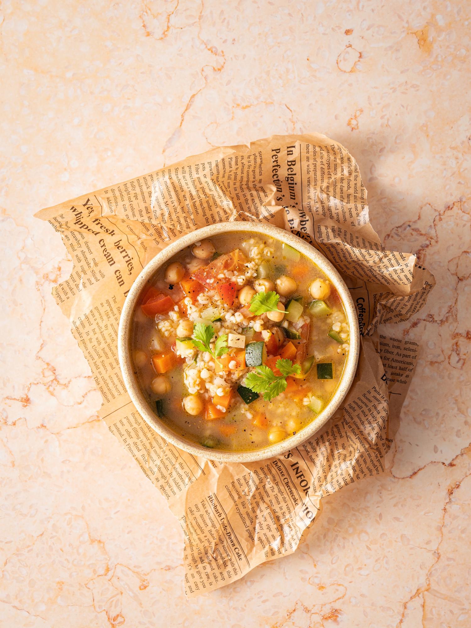 Algerijnse kikkererwtensoep met bulgur