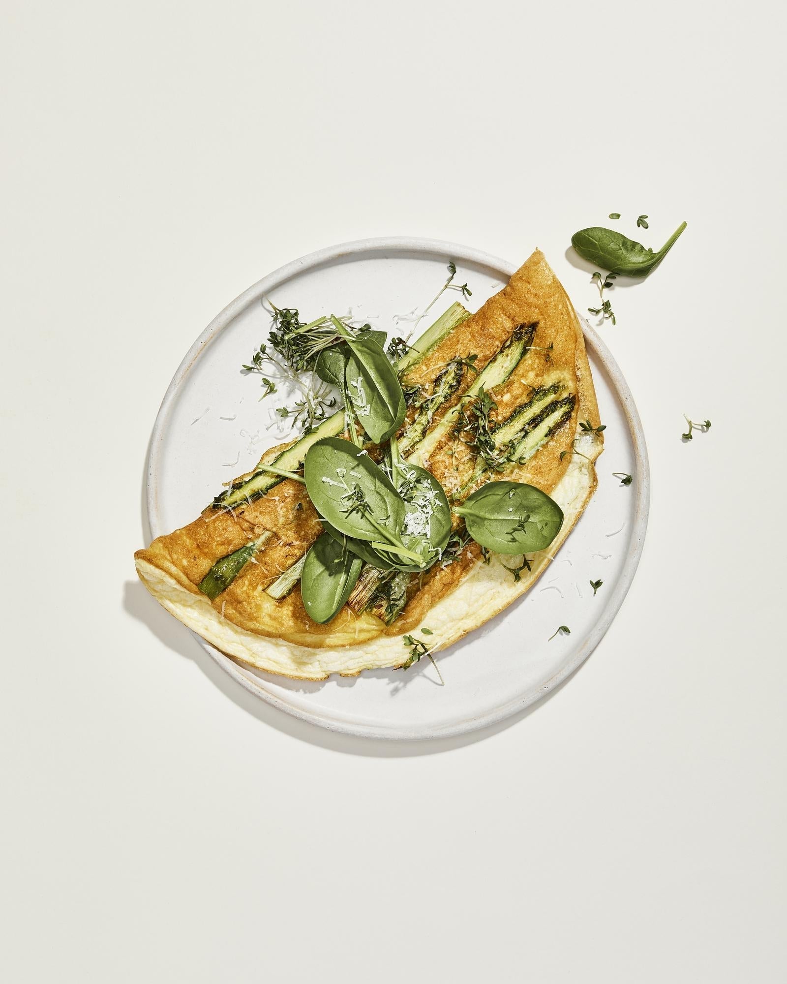 Eiwitomelette met asperges en ricotta