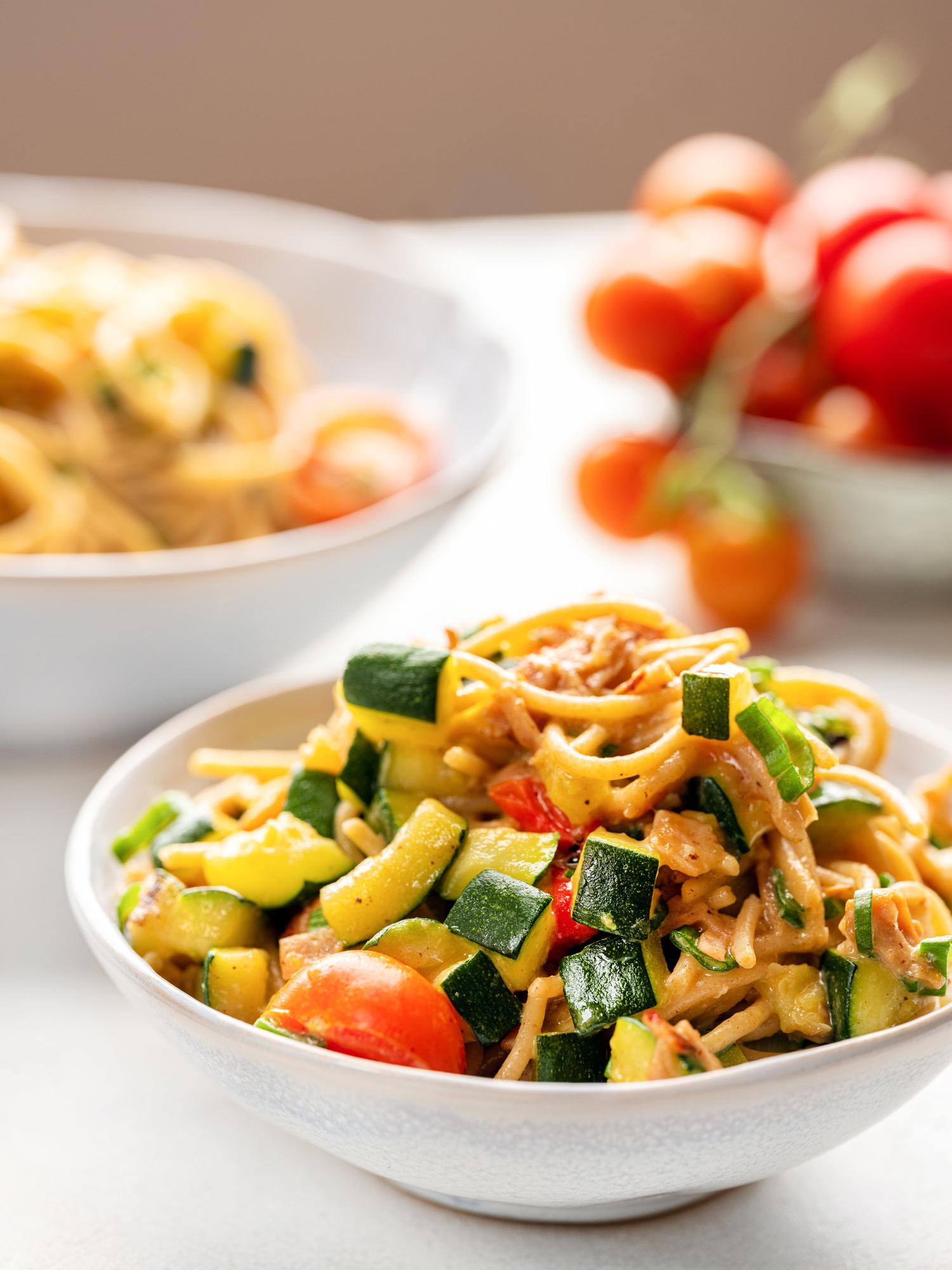 Carbonara met ham en courgette