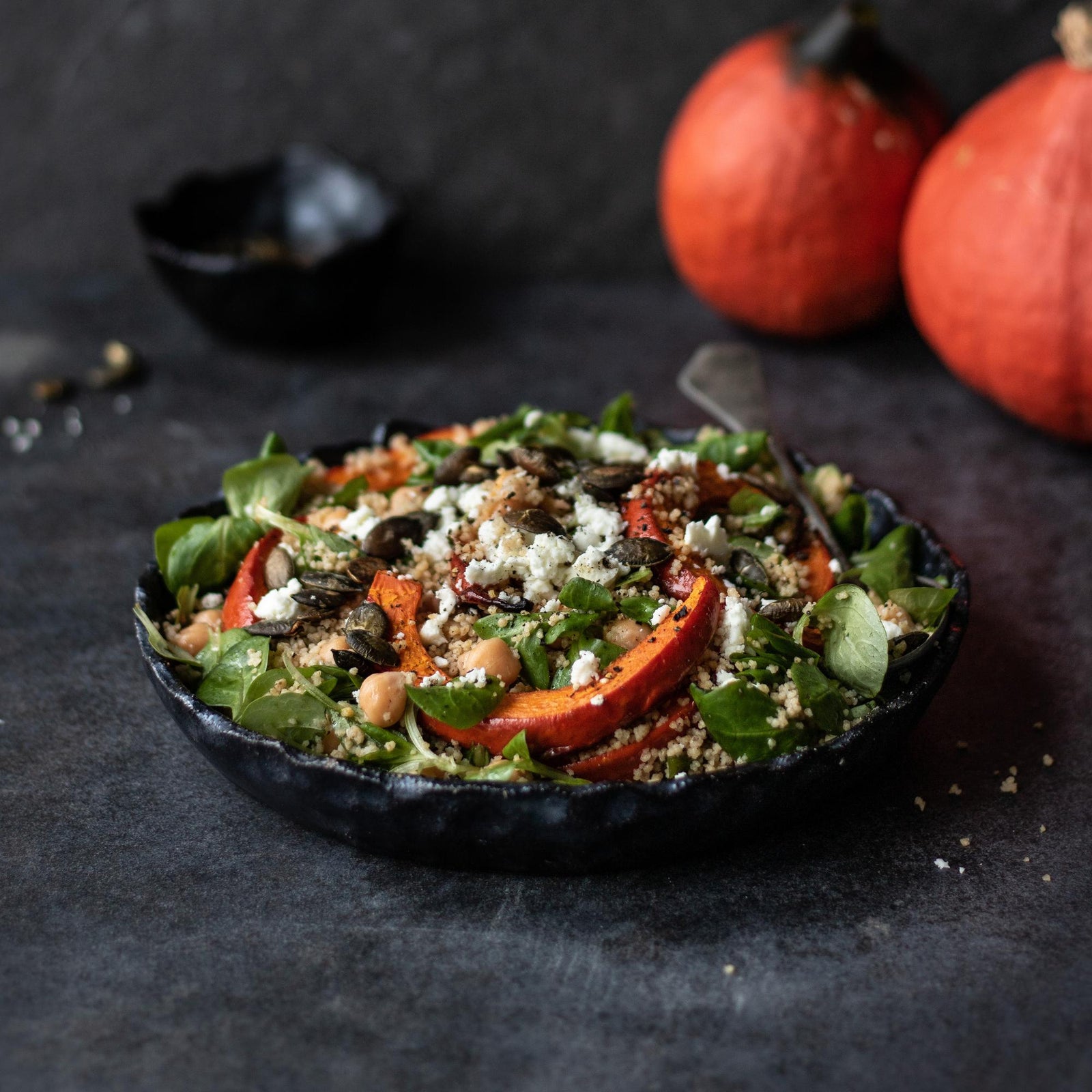 Couscous-salade met geroosterde pompoen en fetakaas