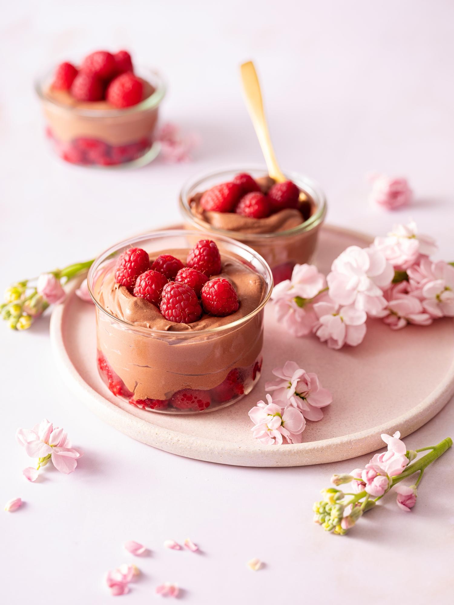 Franse chocolademousse met frambozen