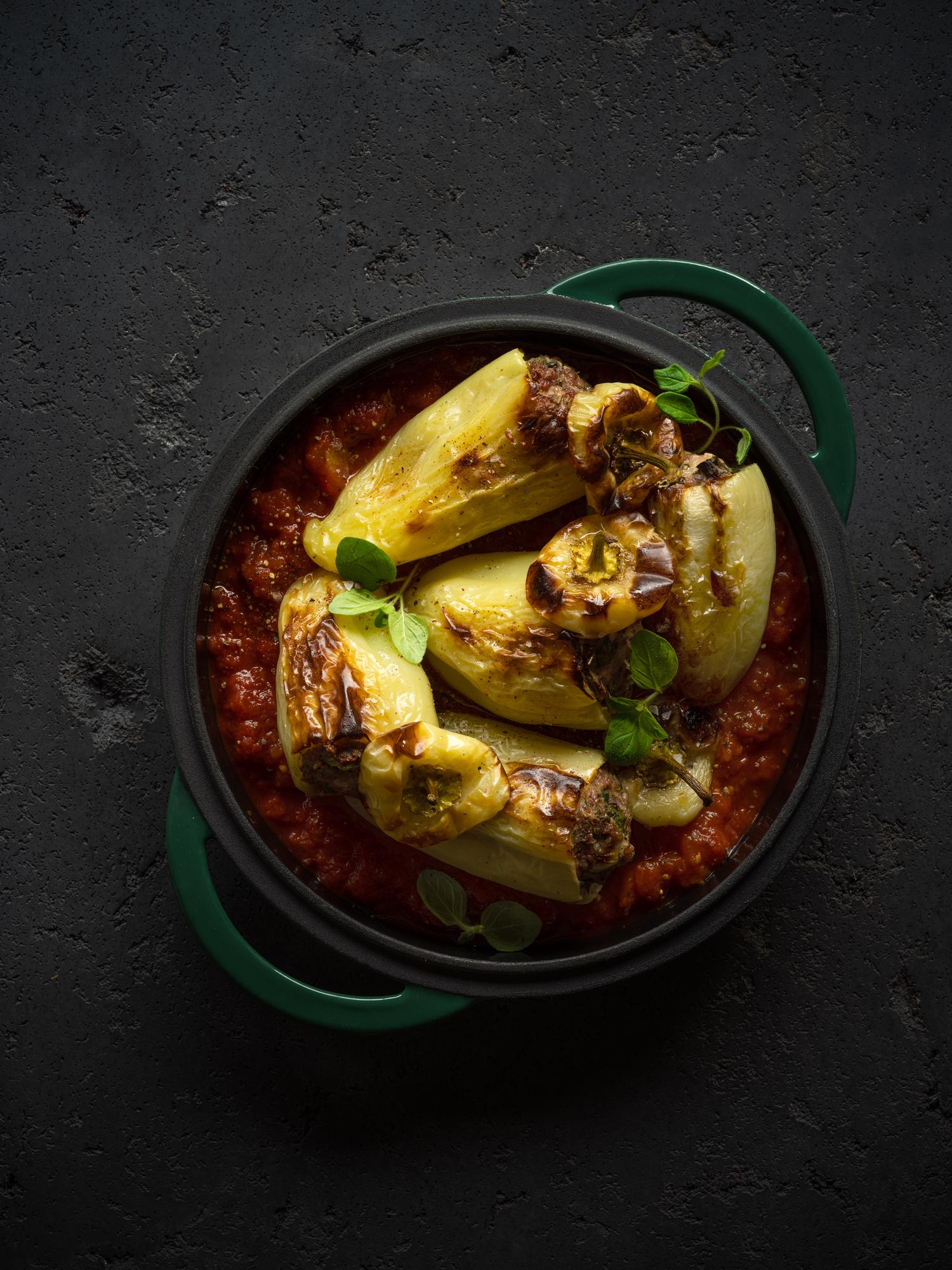 Paprika's gevuld met kalkoengehakt