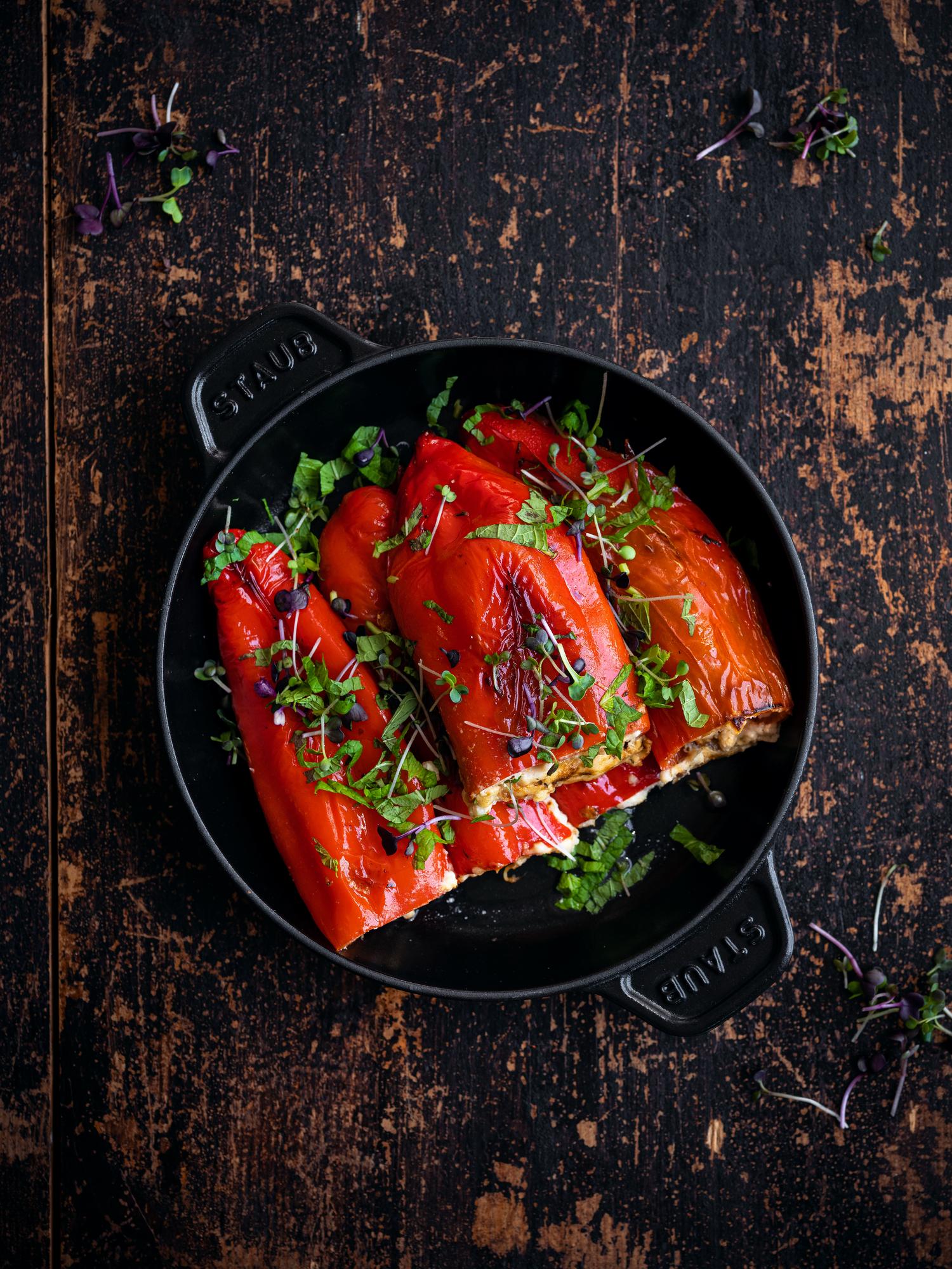 Gegrilde paprika's gevuld met Balkankaas