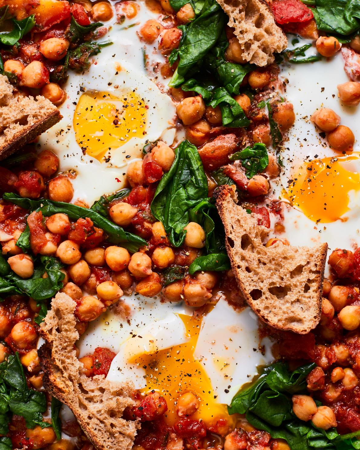 Hash met kikkererwten en tomaten