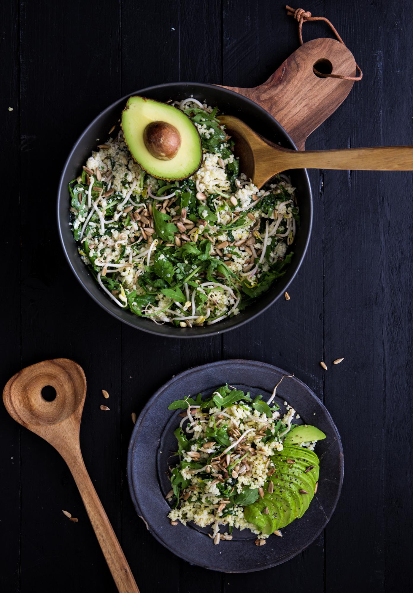 Gierst salade met bieslookdressing