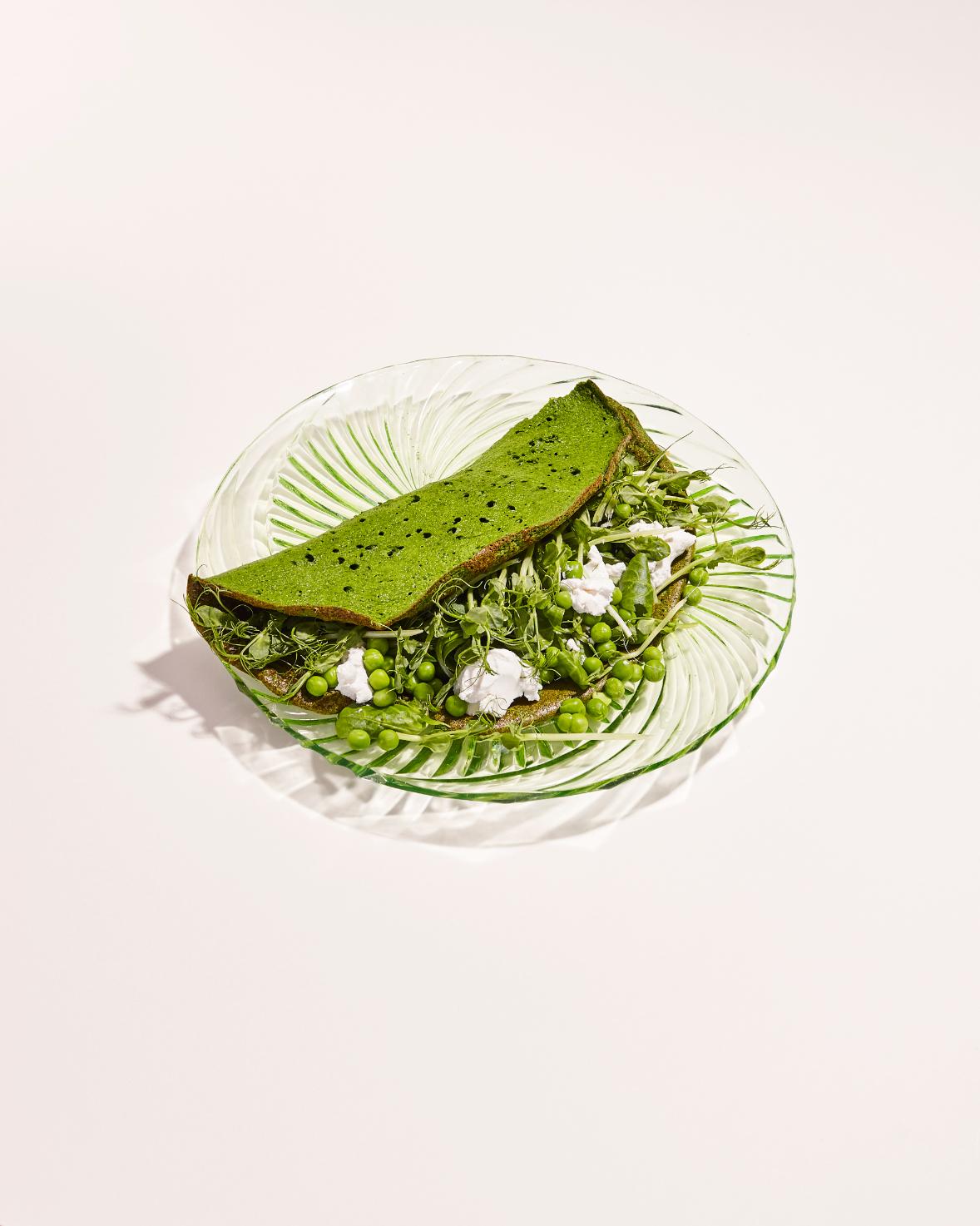 Erwenomelette met geitenkaas