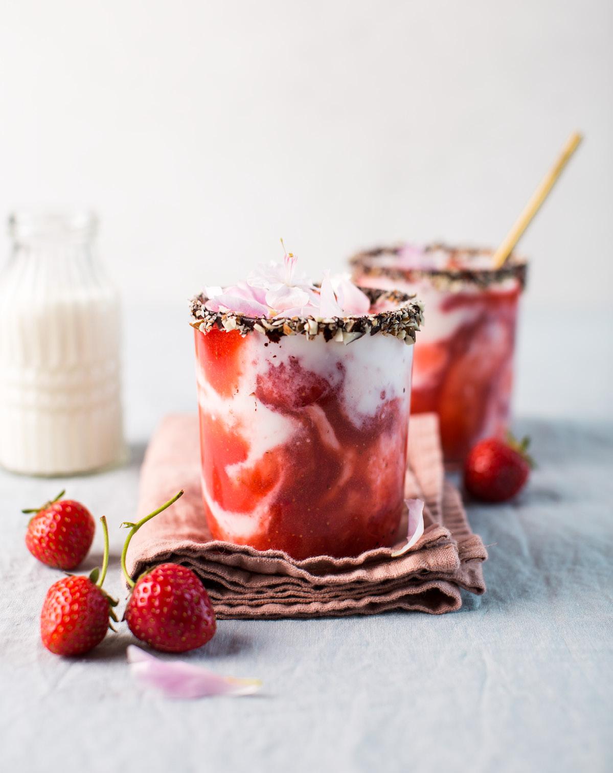 Kefir met aardbeien