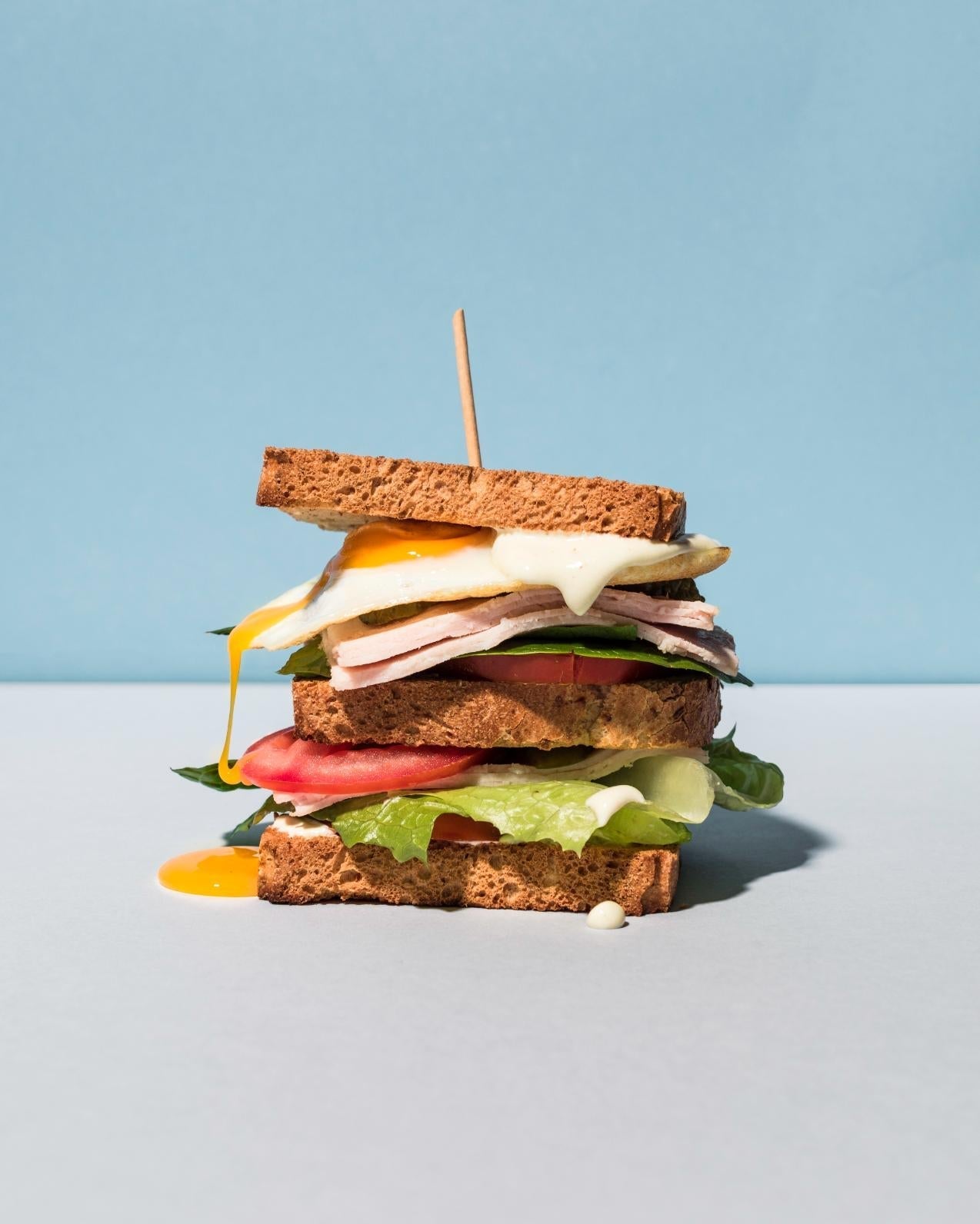 Club sandwich met kalkoenham