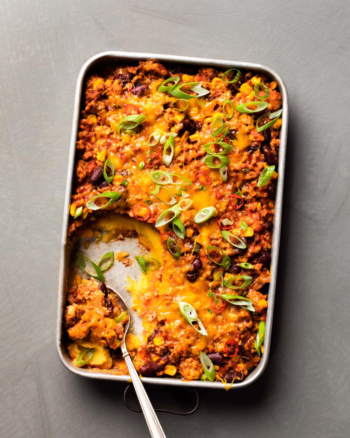 Kalkoen-casserole met polenta