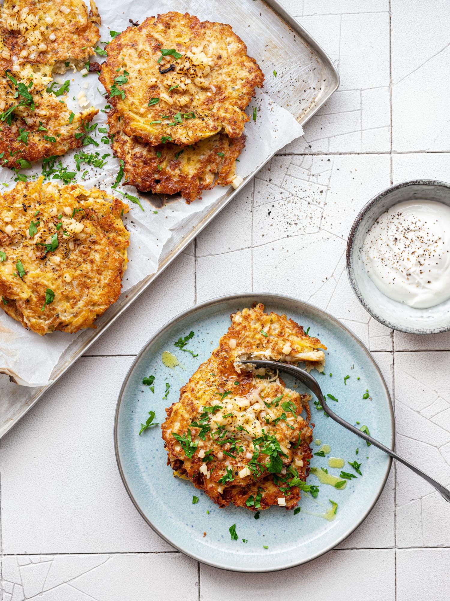 Bloemkoolpannenkoekjes met kaas