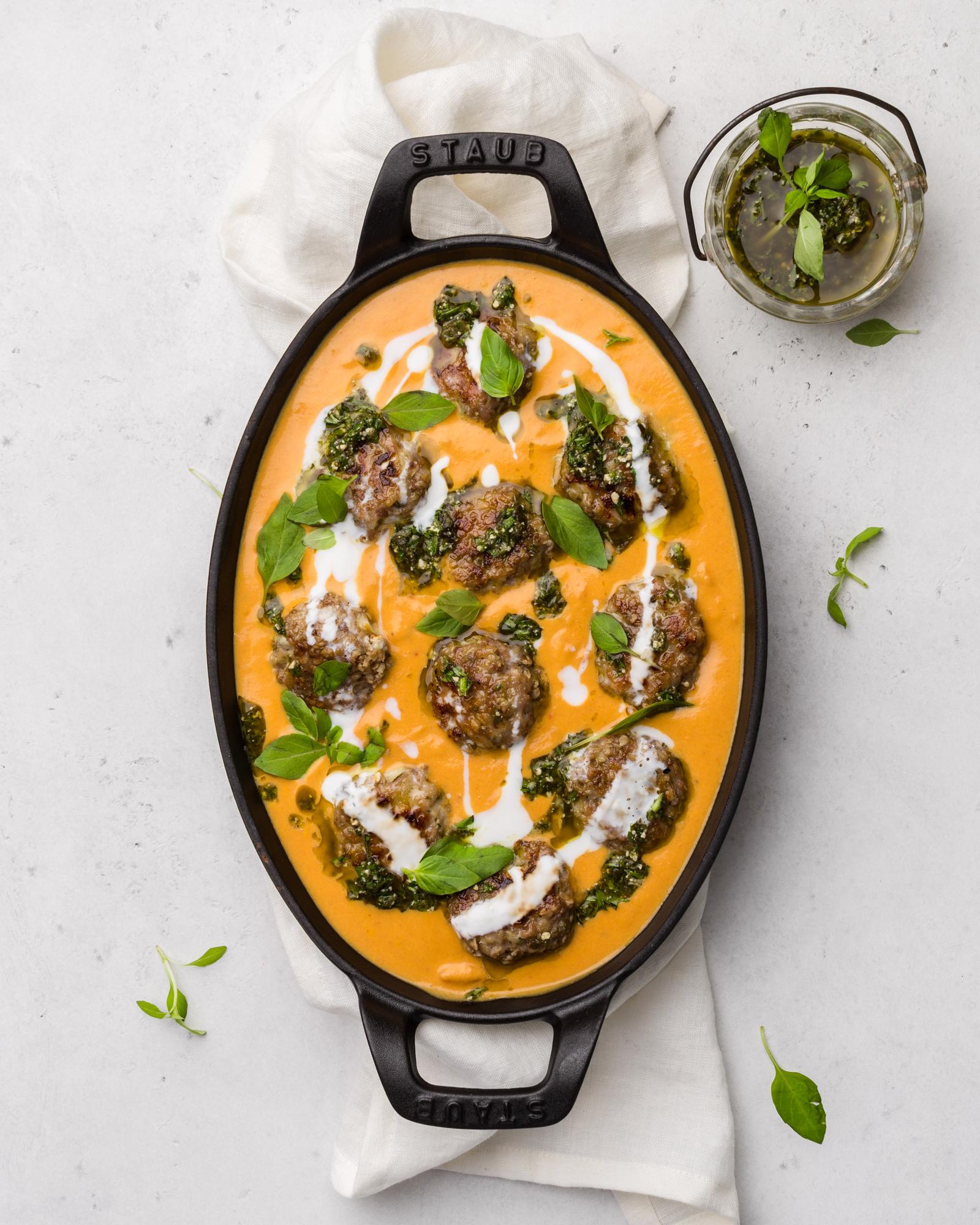 Gehaktballen met pompoensaus