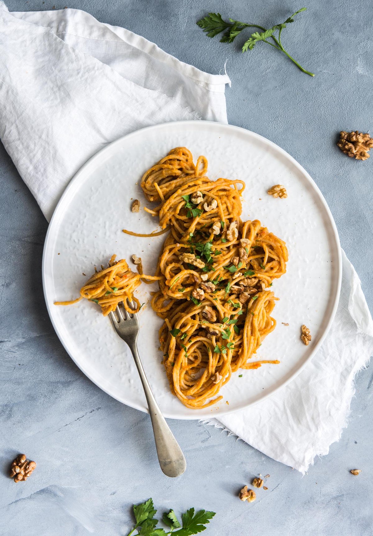 Pasta met bloemkool-pompoensaus