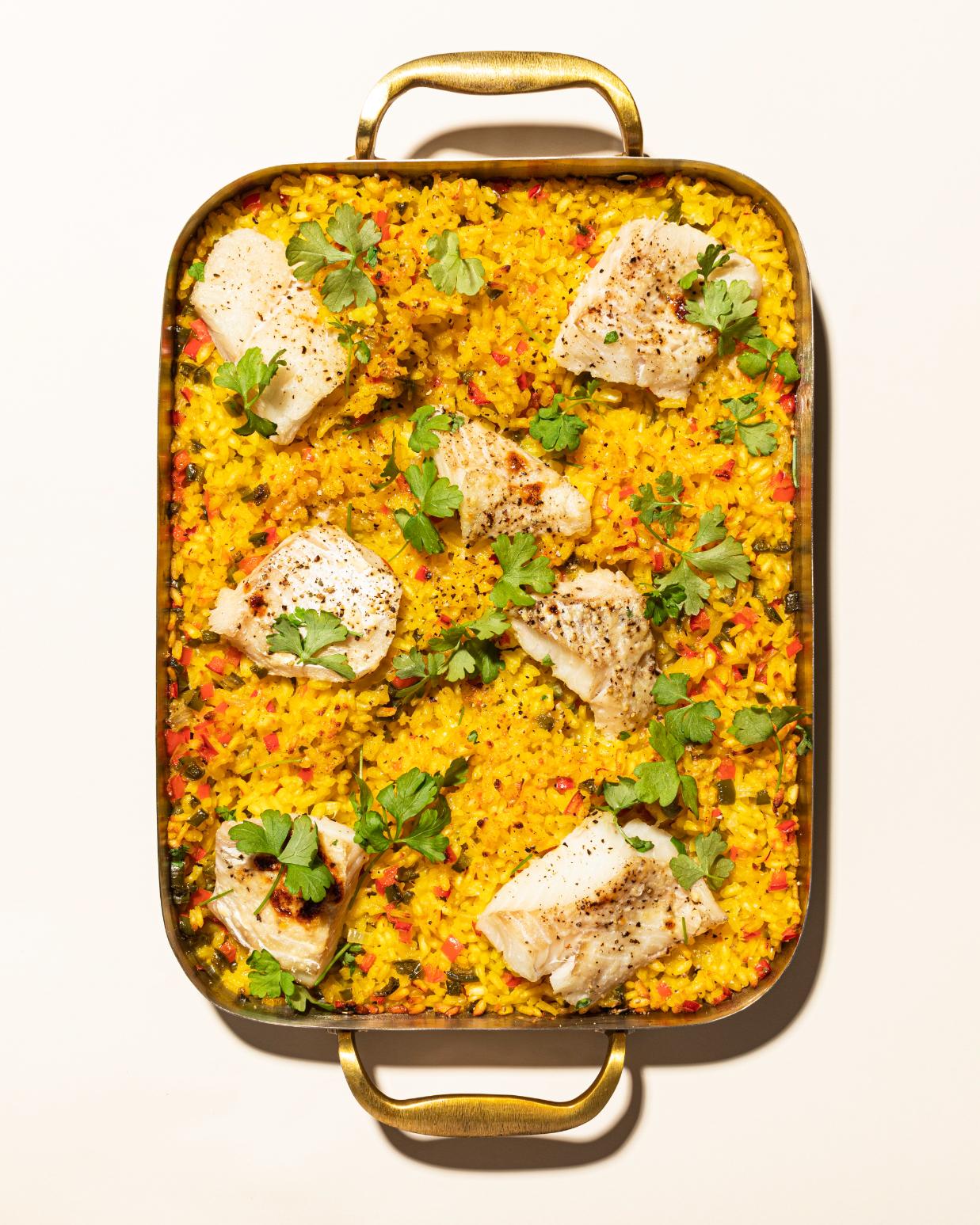 Gebakken risotto met kabeljauw