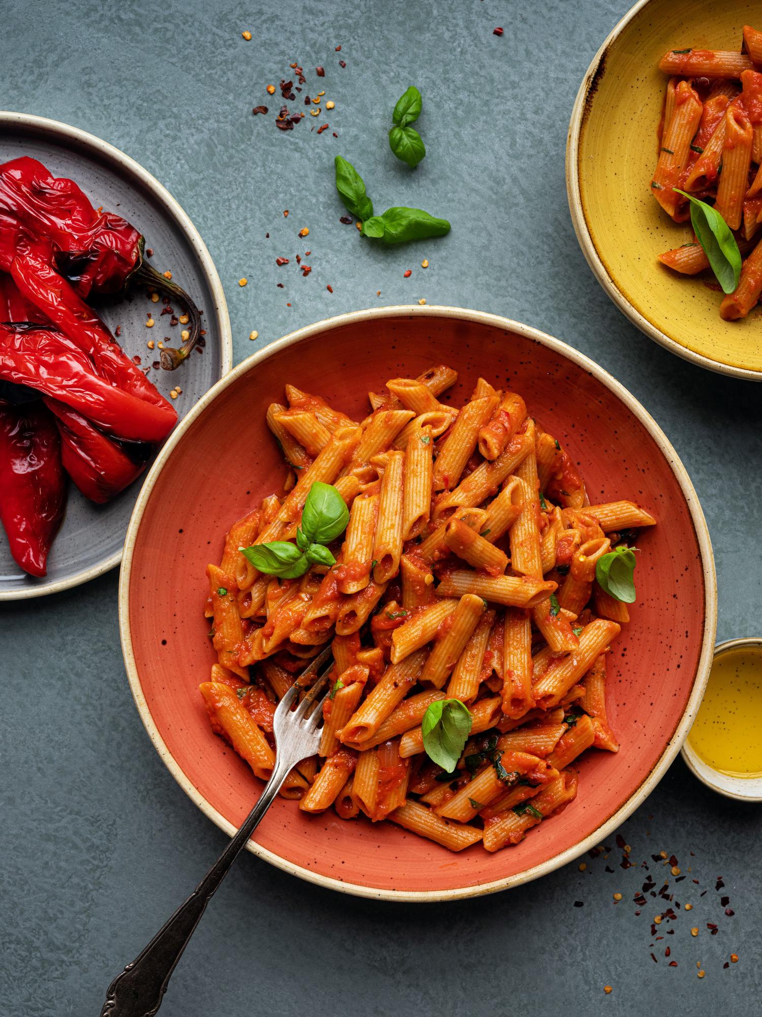 Penne met paprika-tomatenssaus