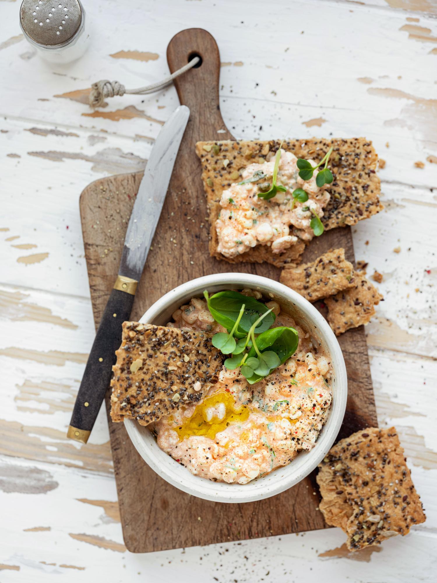 Spread met gedroogde tomaten van cottage cheese