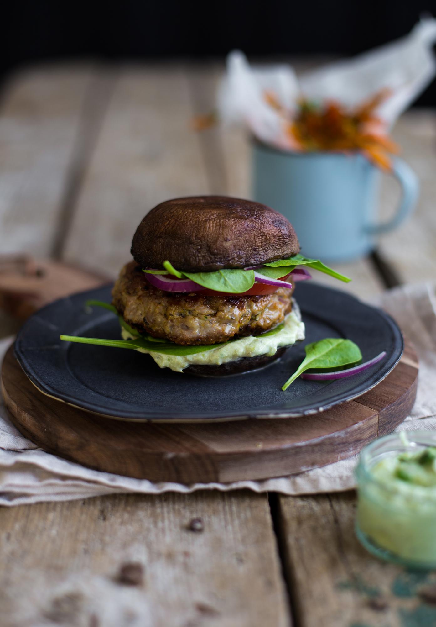 Kalkoen portobello-burgers