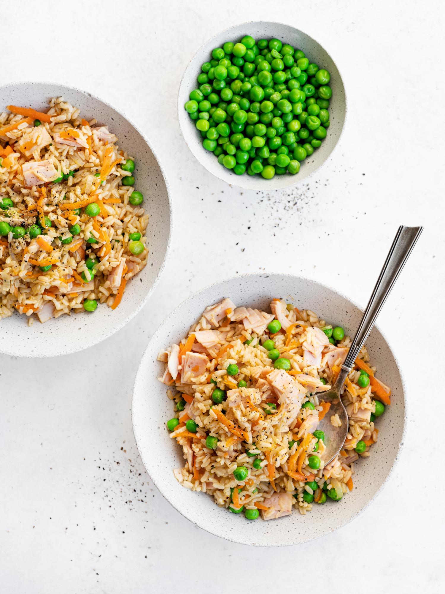Risotto met kipperam en erwten