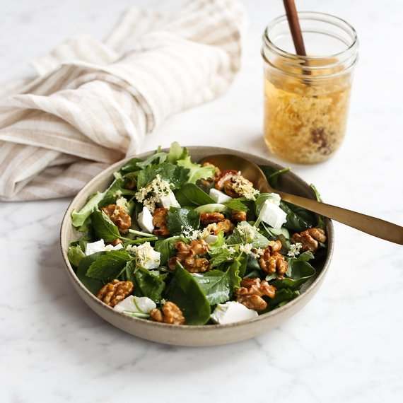 Salade met vluchtsazijn en geitenkaas