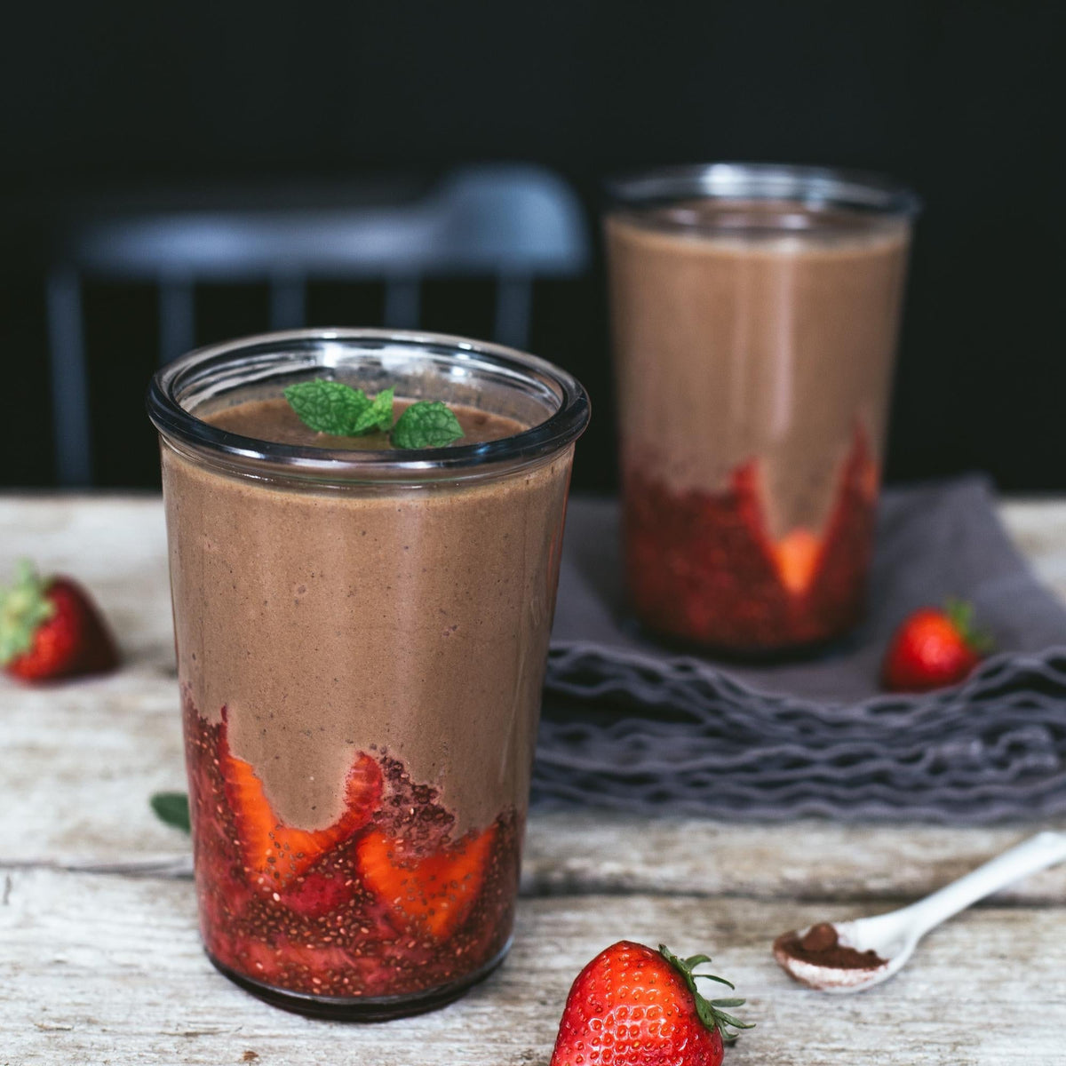 Chocoladesmoothie met aardbeien