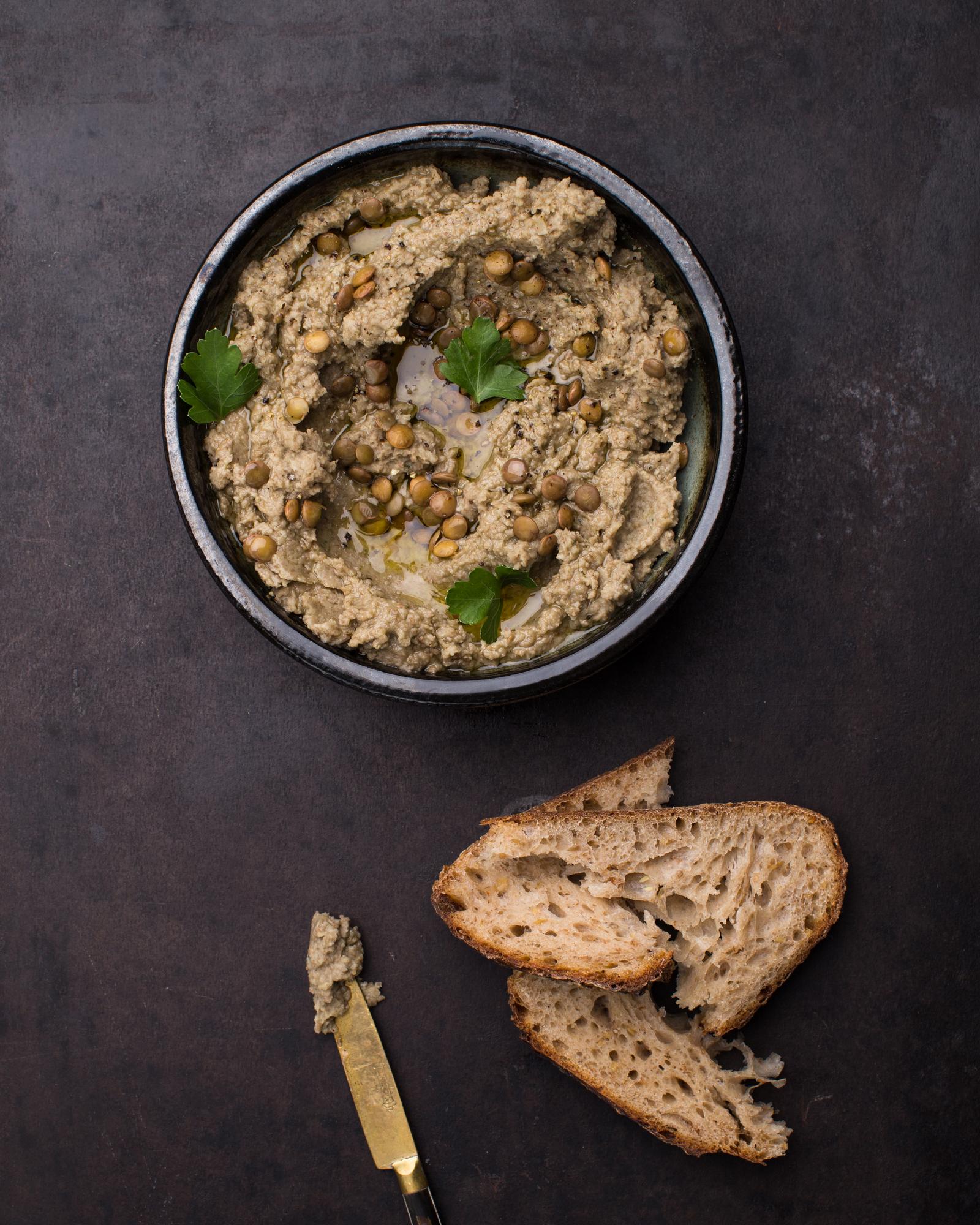 Linzensalade met knoflook