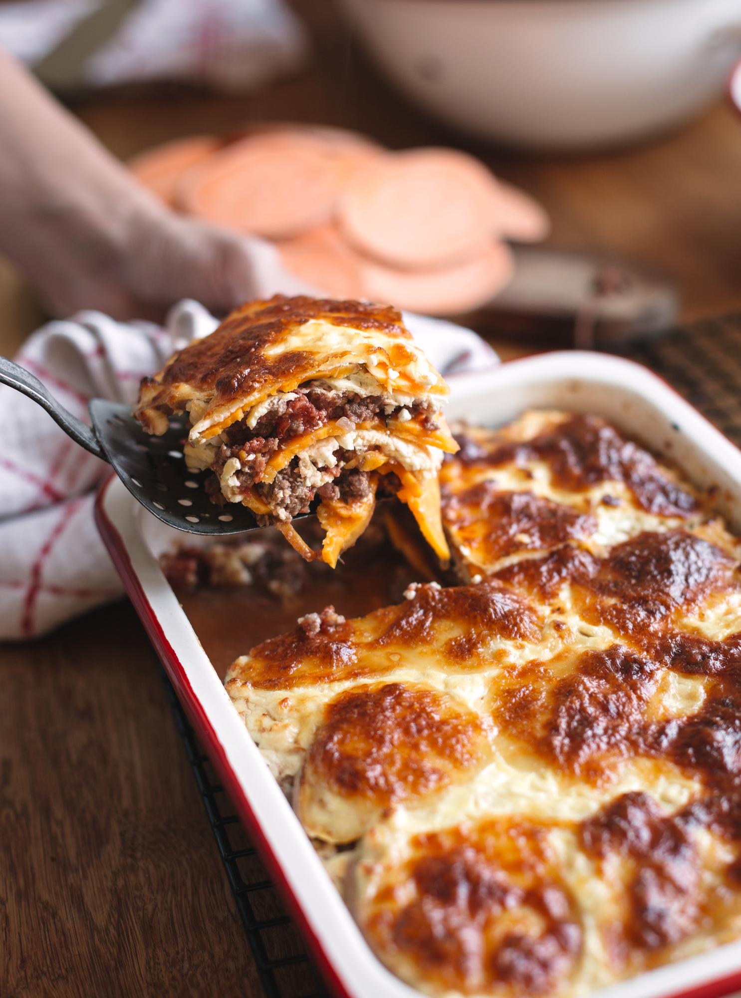 Lasagne van zoete aardappelen