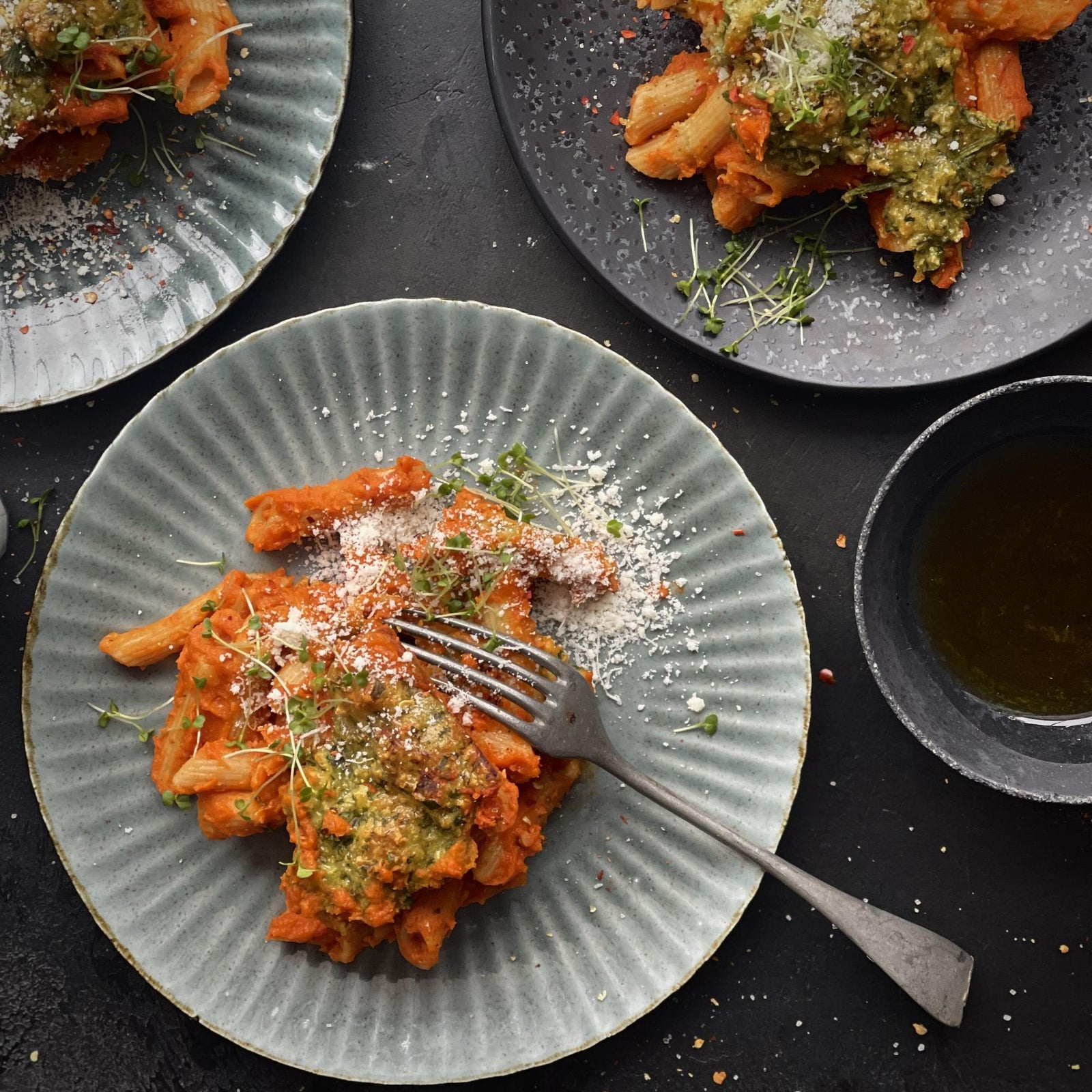 Gegratineerde pasta met groenten