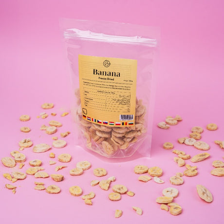 Set van 4 gevriesdroogde vruchten – aardbeien, frambozen, bananen, mango 🍓🍌🥭