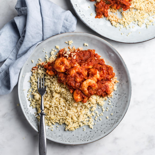 Scampi’s in zoete chilisaus met bulgur