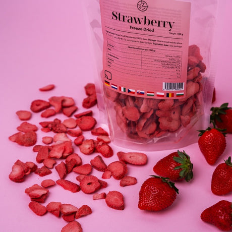 Set van 4 gevriesdroogde vruchten – aardbeien, frambozen, bananen, mango 🍓🍌🥭