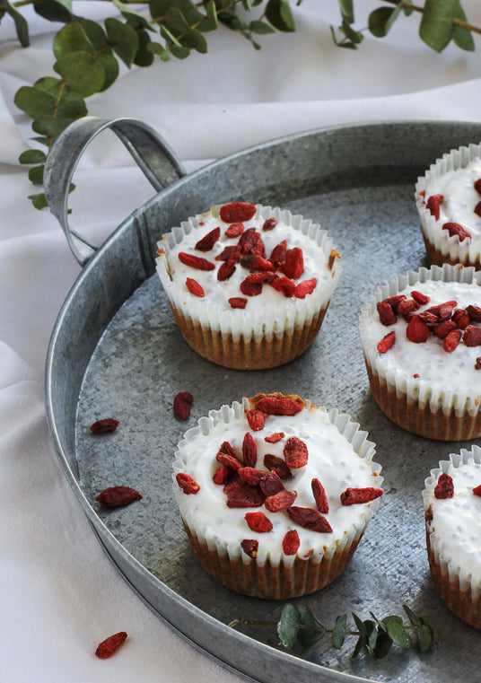 Wortelmufﬁns met yoghurttopping