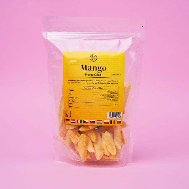 Set van 4 gevriesdroogde vruchten – aardbeien, frambozen, bananen, mango 🍓🍌🥭