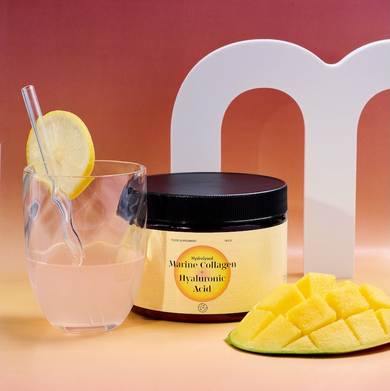 Gehydrolyseerd viscollageen met hyaluronzuur en vitamine C en E (mangosmaak)